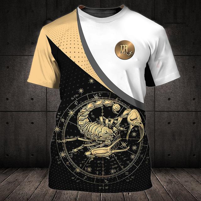 

Новая мужская футболка с принтом Скорпиона, летняя толстовка с круглым вырезом для мужчин, повседневные футболки большого размера с короткими рукавами, повседневные свободные топы 4XL