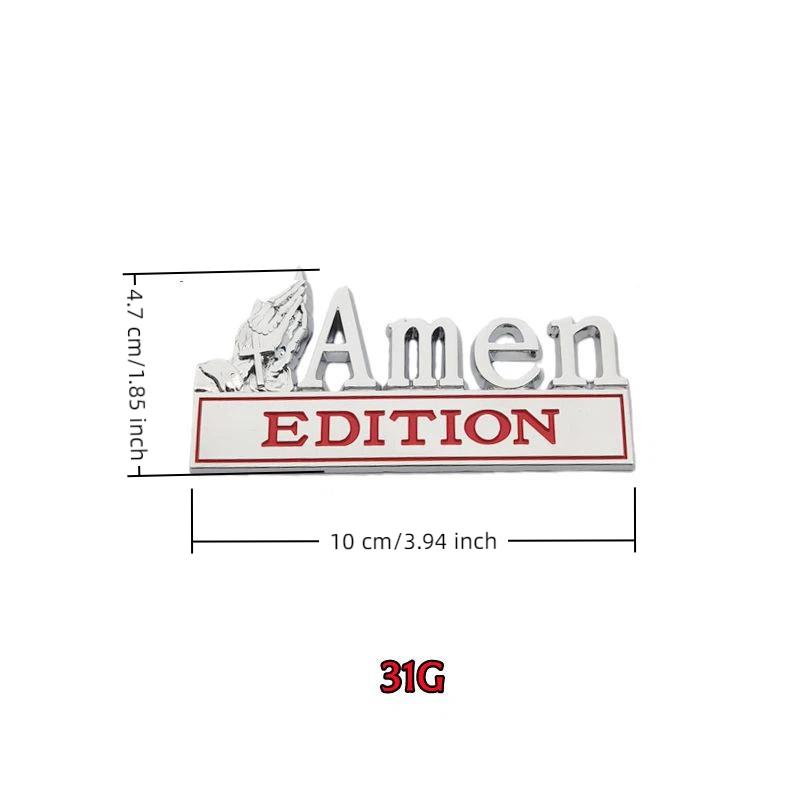 3D Metal Faith Car Emblem Praying Hands Cross Design 4 Colors Amen Edition Auto Badge Easy Apply Sticker for Drivers