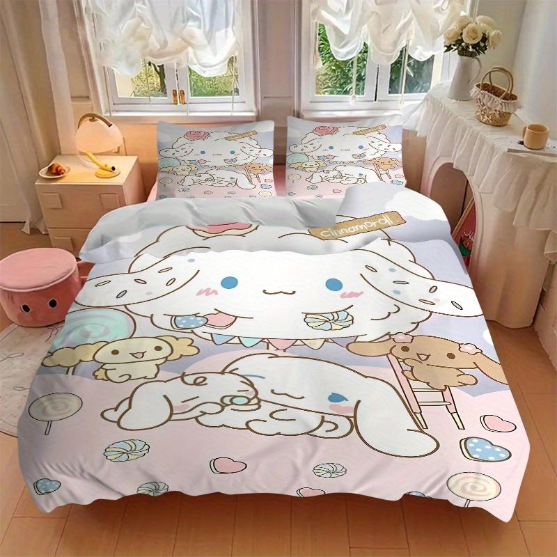 3pcs Soft Cinnamoroll Bedding Set - Includes Quilt Cover and Pillowcases, Suitable for All Seasons, Machine Washable - Ideal Gift for Family