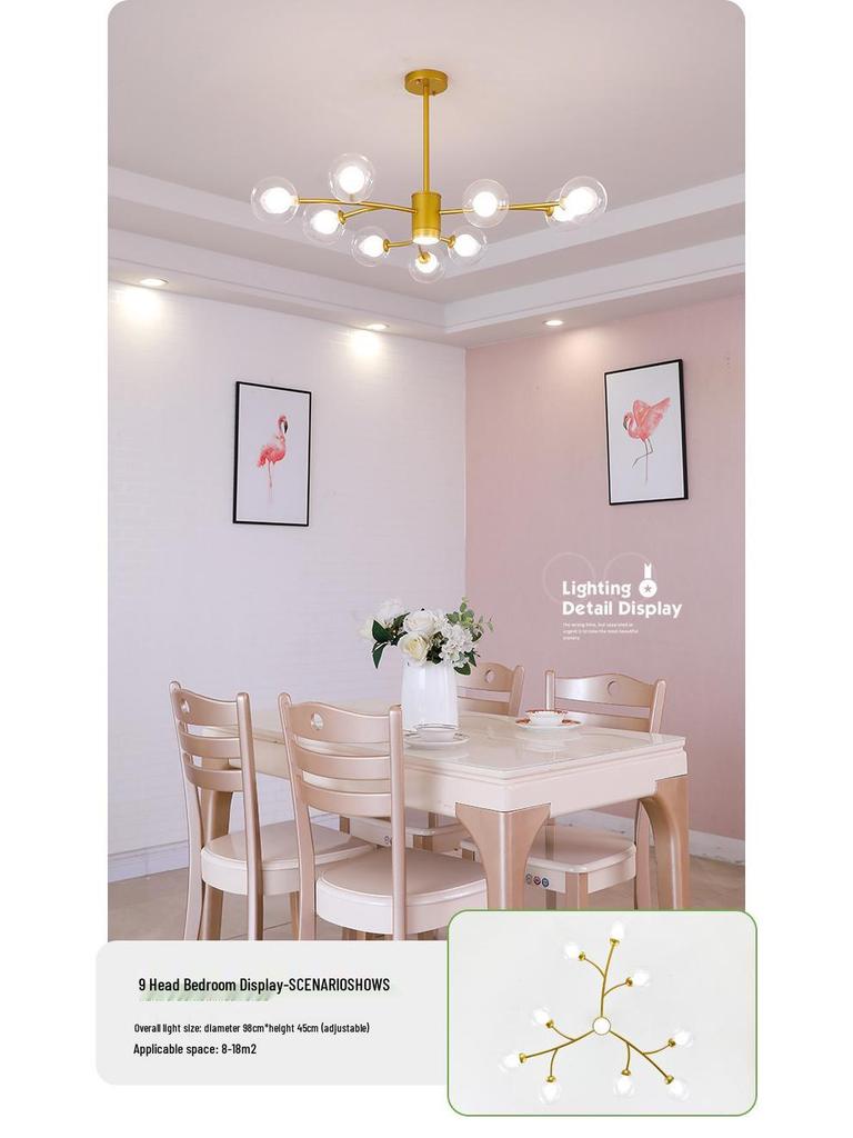 2025 Nordic Minimalist Chandelier: Modern Molecule Design for Living Room, Bedroom & Restaurant