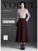 Trendy Women's Winter Woolen A-Line Half-Skirt: Mid-Length Flare Design