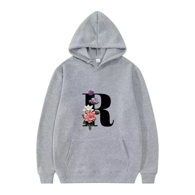 Letter Number Print Pattern Woman Fashion Loose Black Autumn Sporty Tops Clothes Pullovers Ladies Cheap Hoodies Men Sweatshirts