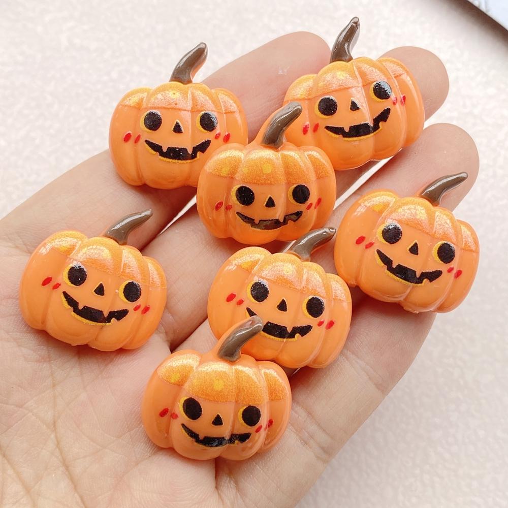 10Pcs New Cute Resin Cartoon Halloween Ghost, Pumpkin Series Flat Back Scrapbooking DIY Jewelry Craft Decoration Accessories