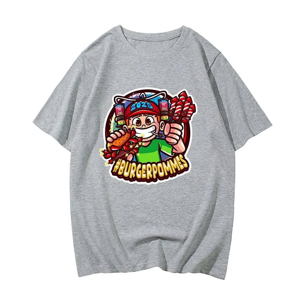 Burgerpommes 2 LukasBurger Trička Kreslený Grafický Potisk Tričko Marvin Vlogt ICrimax Tričko Bavlna Pánská Dámská Trička Unisex