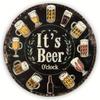 Festive 8" X 8" Round Aluminum Sign: "It's Beer Time" - Great for Home, Kitchen, Office or Garage Decoration - HD Printed