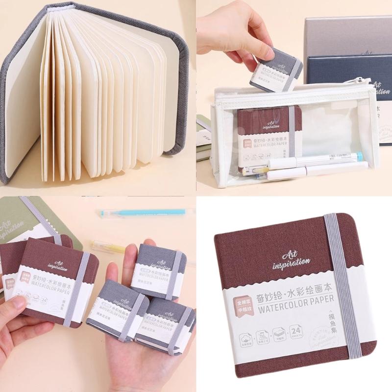 Hardcover Watercolor Paper Pad 24 Sheets Cotton Paper Watercolor Sketchbook Pocket Sketchpad for Artists Student Drawing