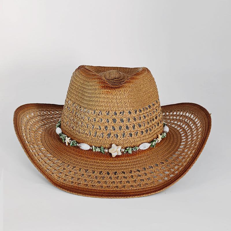 

Embroidery Western Cowboy Straw hat women Fashion Large Brim straw hat Party Outdoor summer Sunshade Jazz Hat sombrero vaquero 56-58