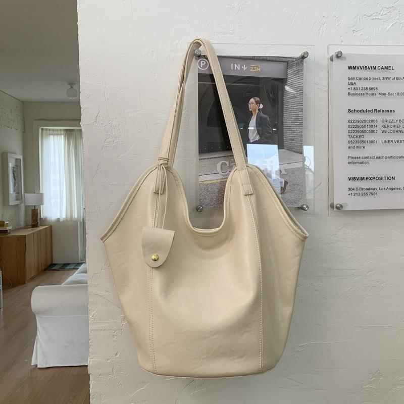 

Premium sense simple underarm bag versatile bucket bag large capacity retro casual shoulder bag