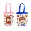 Kinder Leinwandtasche Süßes Cartoon Mädchen Junge Muster Tragetasche Rosa Blaue Kante Wiederverwendbare Tragetasche für Kinder Schulausflug Picknick Einkaufen
