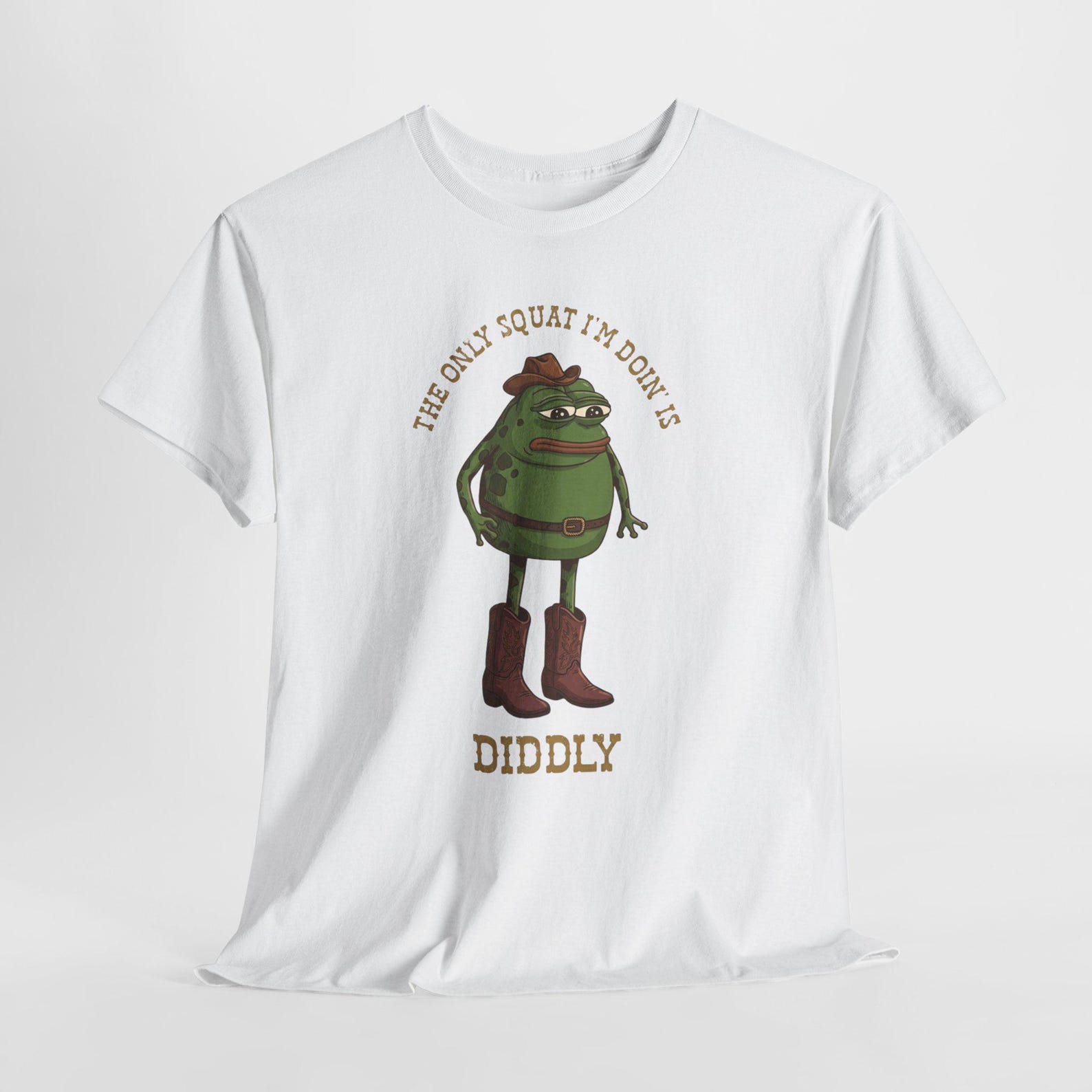 The Only Squat I m Doin Is Diddly Funny Cowboy Frog Shirt Western Humor Lazy Gym Graphic Tee 3XL