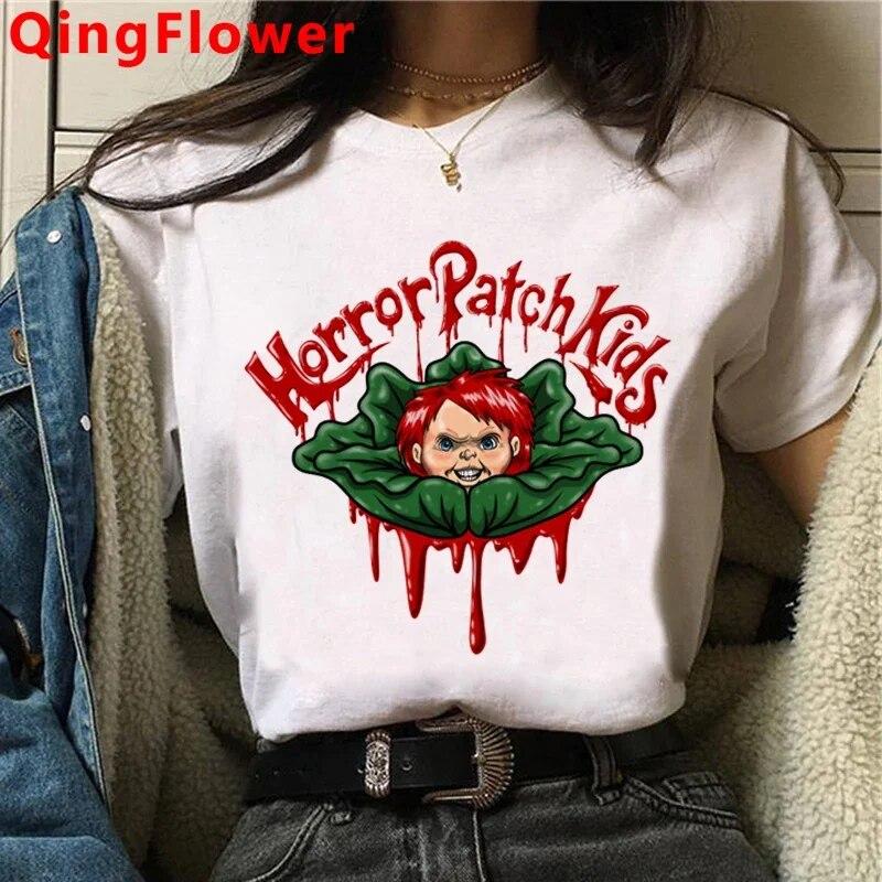 Chucky Harajuku Funny Cartoon Horror T Shirt Women Harajuku Ullzang Graphic T-shirt Vintage Anime Unisex Tshirt Fashion Top Tees FeUnisex