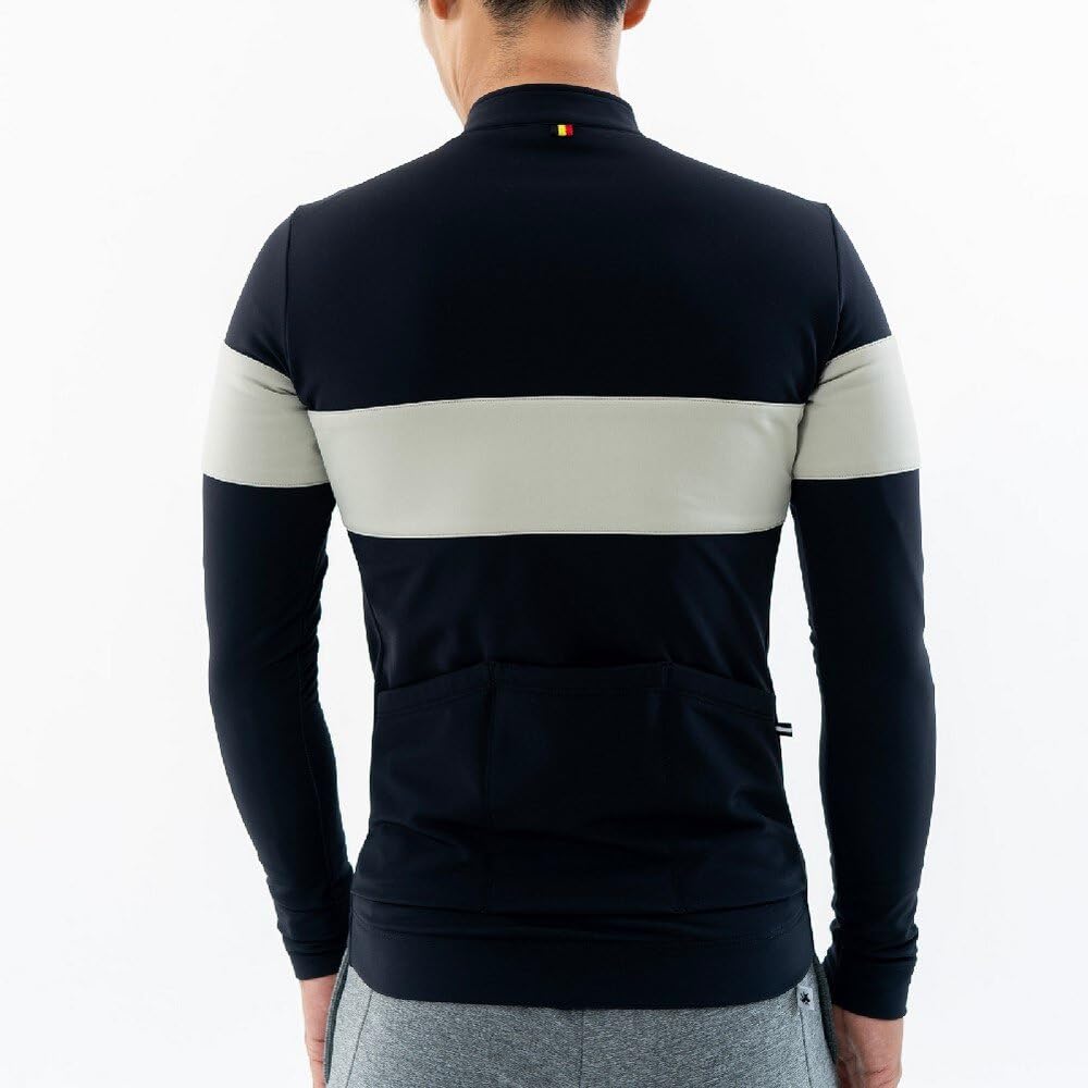 Kapelmuur Cycling Jersey, Long Sleeve, Autumn/Winter, Made in Japan, 10°C-15°C, Thermal Jersey, Two-Tone, Fleece-Lined, Black, Size XS