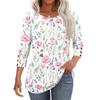 Women's Fashion Casual Vintage Floral Print Round Neck Sevenfold Sleeve T-shirt Top
