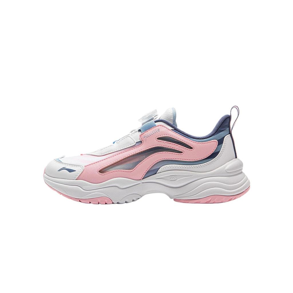 Li Ning Kids Sports Lifestyle Aurora Ground Grip Cushioning Non-Slip Wear-Resistant Low-Top Casual Shoes Kids casual shoes Pink White Blue YKCV202-2