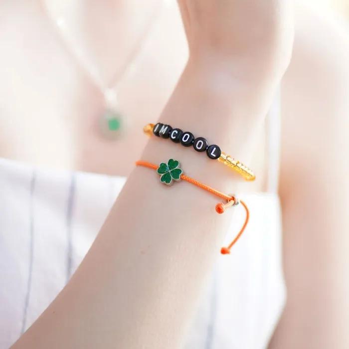Color Motive Knot Bracelet Daisy Rainbow Clover Knot Thread Bracelet