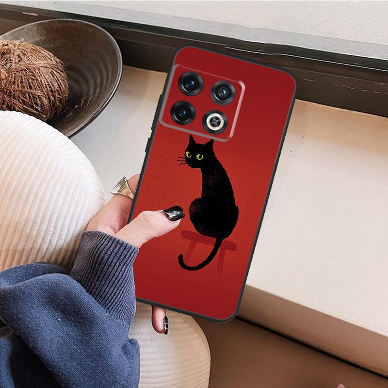BLACK CUTE KITTY Case For OnePlus 10T 10R 8T 12R 13R 13s 13 12 11 9 10 Pro Nord 5 CE 2 3 4 Lite N20 N30 Cover