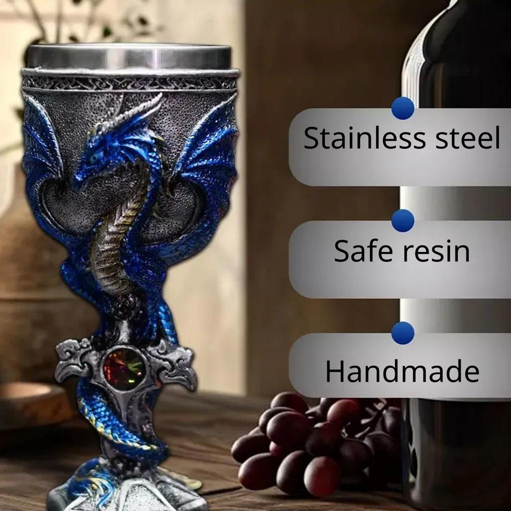 Evil Dragon Red Wine Glass Stainless Steel Wine Glass  Dragon Tall Glasses