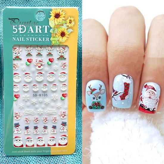 1 Sheet Christmas Nail Art Sticker Festive Santa Snowflake Elk Designs Safe Easy to Use Nail Decal for Beautiful Manicures