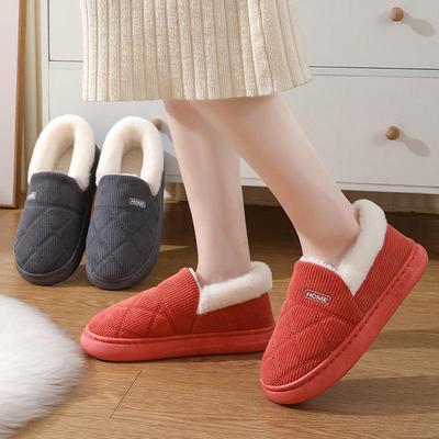 New Corduroy Cotton Slippers for Women Home Warm Shoes Soft Plush Anti-slip Couples Indoor Warm Non-slip Slides Footwear