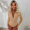 Autumn and Winter New Hot-selling Tops, European and American Fashion V-neck Tight-fitting Spice Girl Long-sleeved Onesie