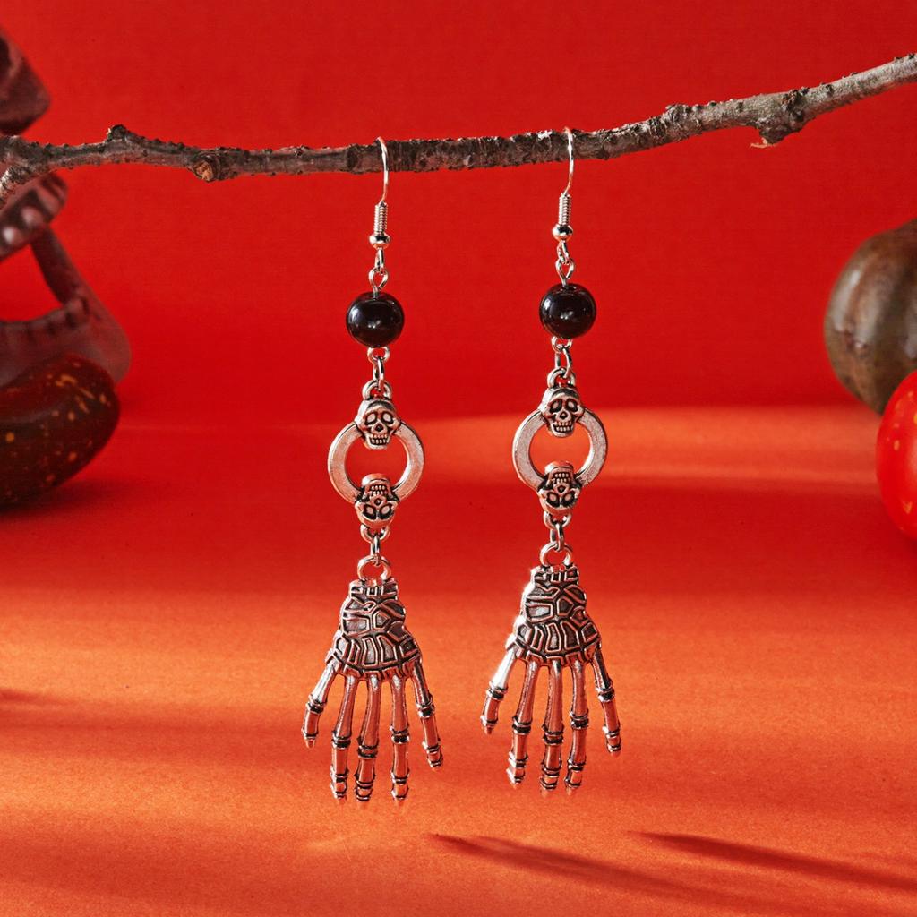 Vintage Halloween Skelett Geist Kralle Spinnennetz Kürbis Spinne Hängeohrringe Punk Metall Totenkopf Ohrring Für Frauen Männer Gotischer Schmuck