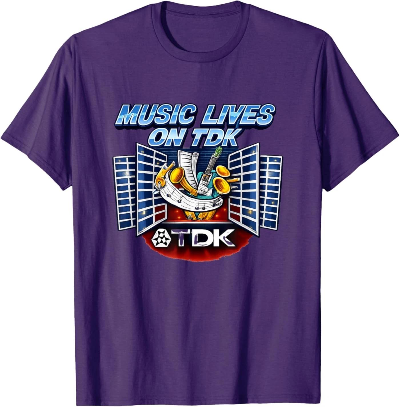 

Music Lives on TDK Vintage 80s Retro 1980s Apparel Joke T-Shirt S