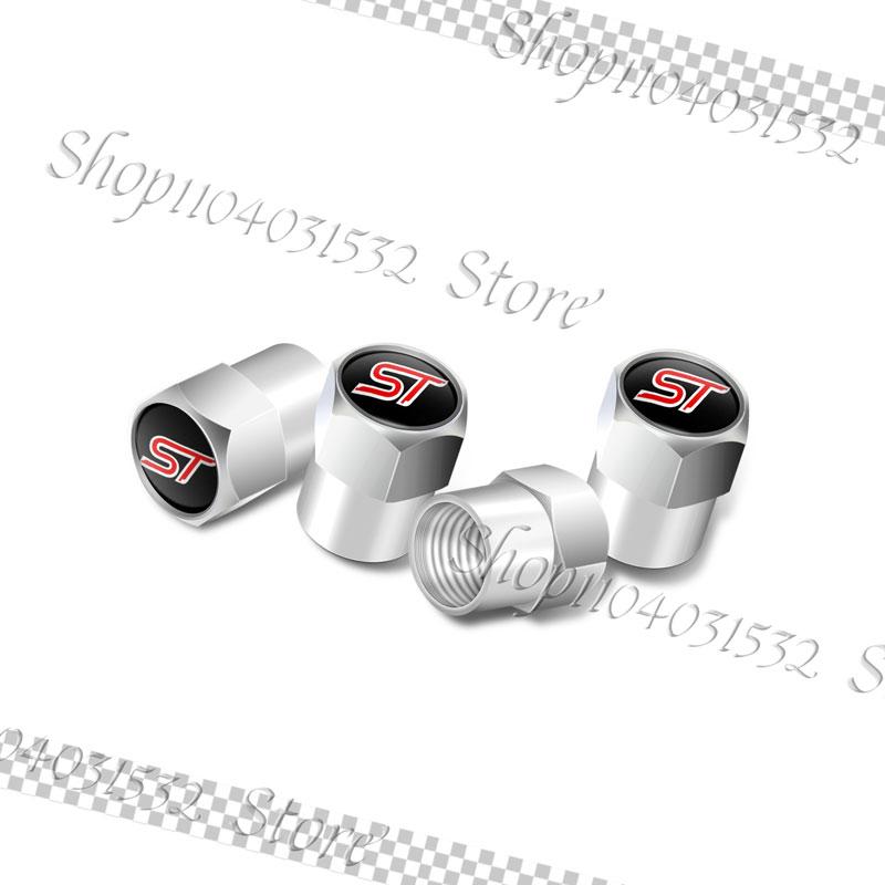 4Pcs/Set ST Logo Emblem Car Styling Wheel Tire Valve Caps Dust Covers For Ford Focus MK2 MK3 Fiesta Mondeo Kuga Accessories