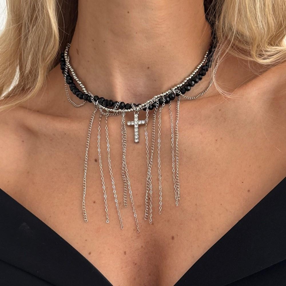 Vintage Heart-shaped Choker Irregular Multilayer Tassel Zircon Stacking Chain Jewelry Accessories