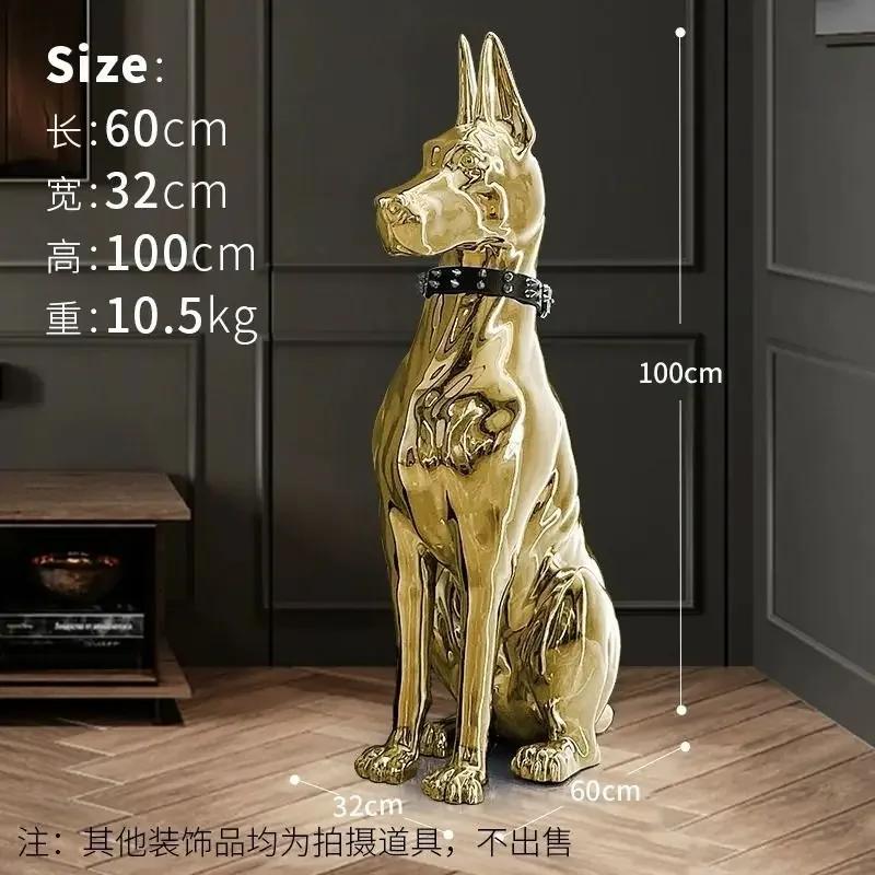 Home Decor Electroplate Resin Dog Sculpture Ornaments Large Landing Home Living Room Decoration Statues European Style Creative