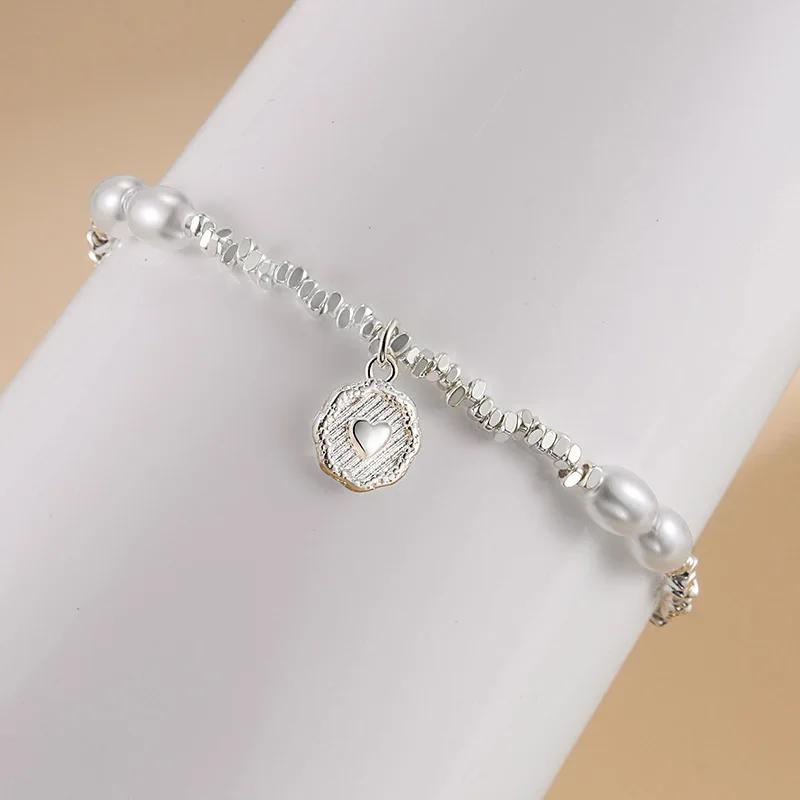 925 Silver Bracelets Heart Shaped Partial Pearls Knots Bracelet for Women Fashion Charm Bracelet Original Party Jewelry