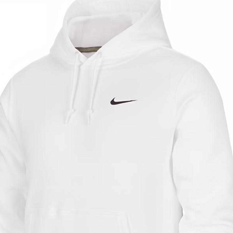 Nike Club Swoosh Solid Logo Print Hoodie Men Hoodie White 916271-100