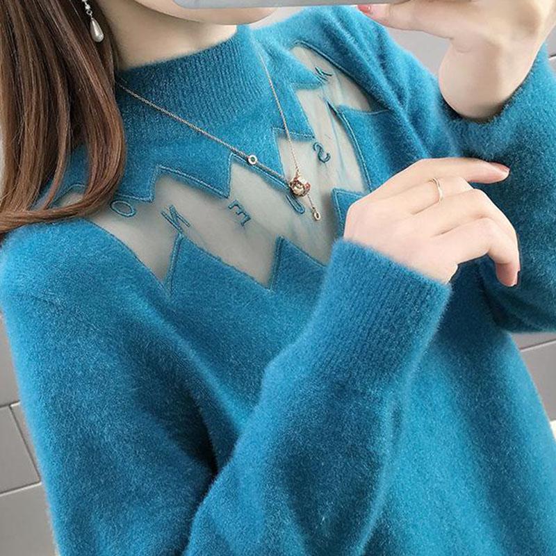 Sweater for Women Autumn Winter Thickened Pullover Warm Knitted Stretchy Long Sleeve Oversize Jumper Tops