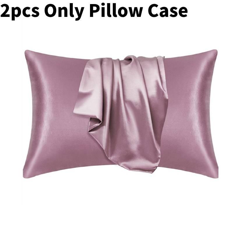 Luxurious Solid Color Satin Pillow Cases Set High Quality Soft Hypoallergenic Fabric