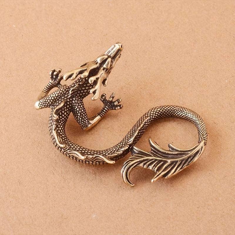 Miniature Exquisite Brass Dragon Figurine Delightful Home Office Decor Accent Unique Gift Idea for Holidays Special Occasions and Fantasy Enthusiasts