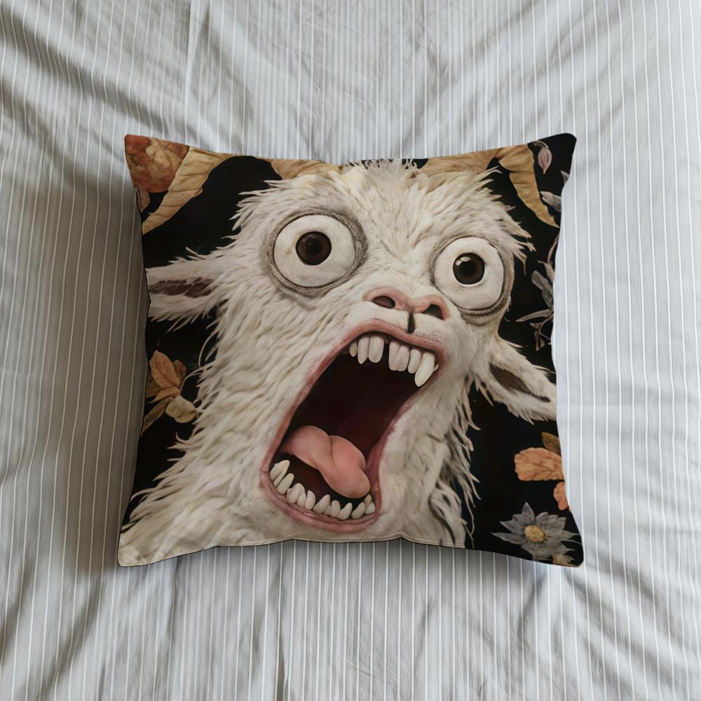 Cushion Cover Soft Case For Goat Sofa Face Living Room 2D Home Comfortable Office Decor Spooky Protective Pillow Covers