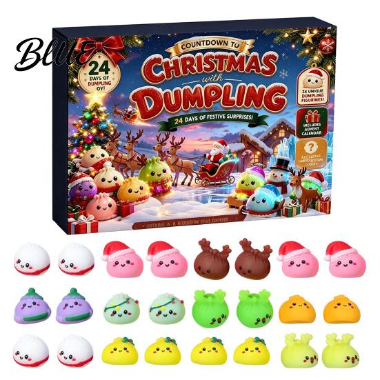 Sensory Relief Gifts for Classmates 2026 Christmas Dumplings Advent Calendar with 24 Mini Bun Squeeze Party Supplies Students Toys Festive Countdown