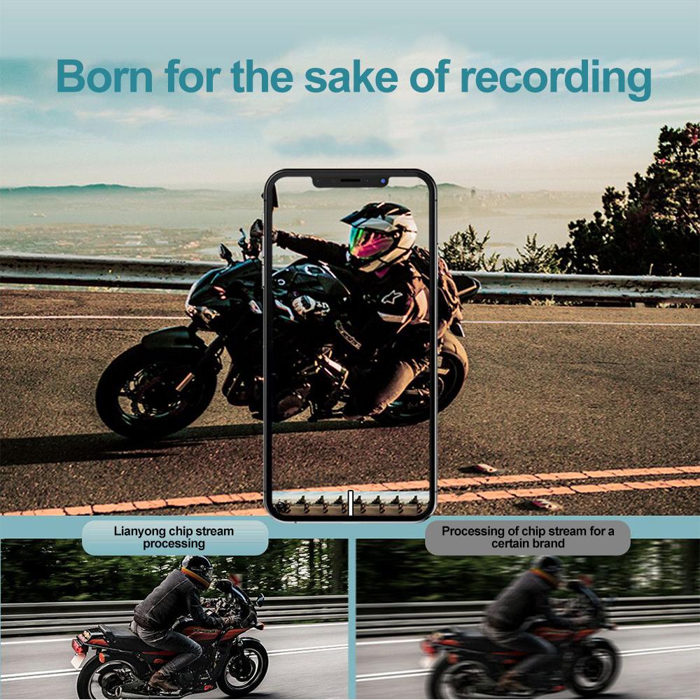 Motorcycle Helmet Camera 1080P HD Video Recorder with 64G TF Card Bluetooth Helmet Headphones Dashcam Waterproof Motorcycle Earphone Video Dash Camera
