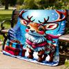 1pc Reindeer Gifts Throw Blanket Polyester Fiber, Lightweight Flannel, Soft & Warm, All Season Use for Outdoor, Camping Digital Print