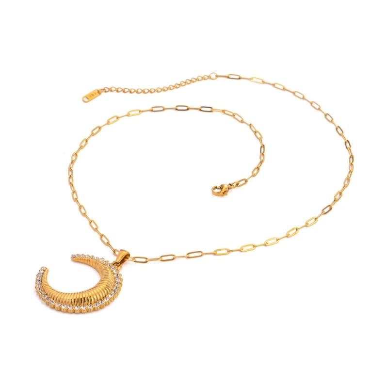 18K Gold Plated Pearls Chain Sun Pendant Necklace Sturdy Stainless Steel Waterproof Jewelry Accessory for Women