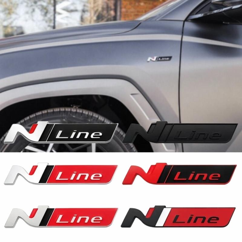 3D Styling Kovové Logo N Line Vnější Odznak Zadní Kufr Blatník Emblém Samolepky pro i20 i30 Sonata Kona Elantra Tuson
