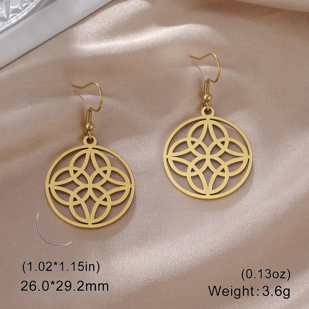 LIKGREAT Stainless Steel Celtic Infinity Knot Dangle Earrings for Women Lady Elegant Hook Charms Good Luck Jewelry New Year Gift