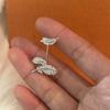 Ear Clips~ Zircon Leaf Double Layer Ear Clips Women's No Ear Piercings Fashion Design Ear Bone Clips Light Luxury Premium Earrings