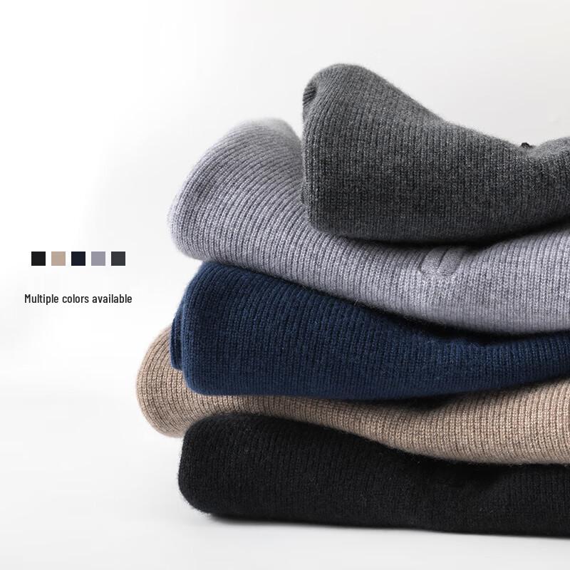 Hengyuanxiang Men's Pure Cashmere Mock Neck Sweater