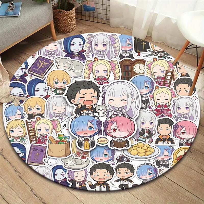 Re Zero Round Area Rug Carpet Rug For Living Room Bedroom Sofa Playroom Decor Nonslip Floor Mat