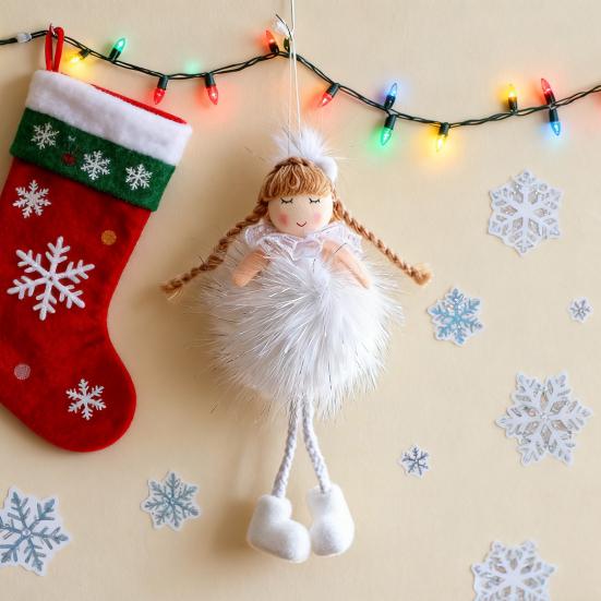 Yousheng Christmas Angel Doll Pendant with Long Pigtail Design Health Happiness Blessings Decorative Hanging Ornament