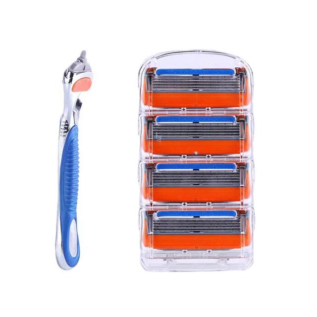 1 Handle 4Pcs Razor Blades For Men 5 layer Facial Care Shaver Cassettes Shaving