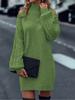 Open-shoulder Loose Semi-turtleneck Sweater with Lantern Sleeves