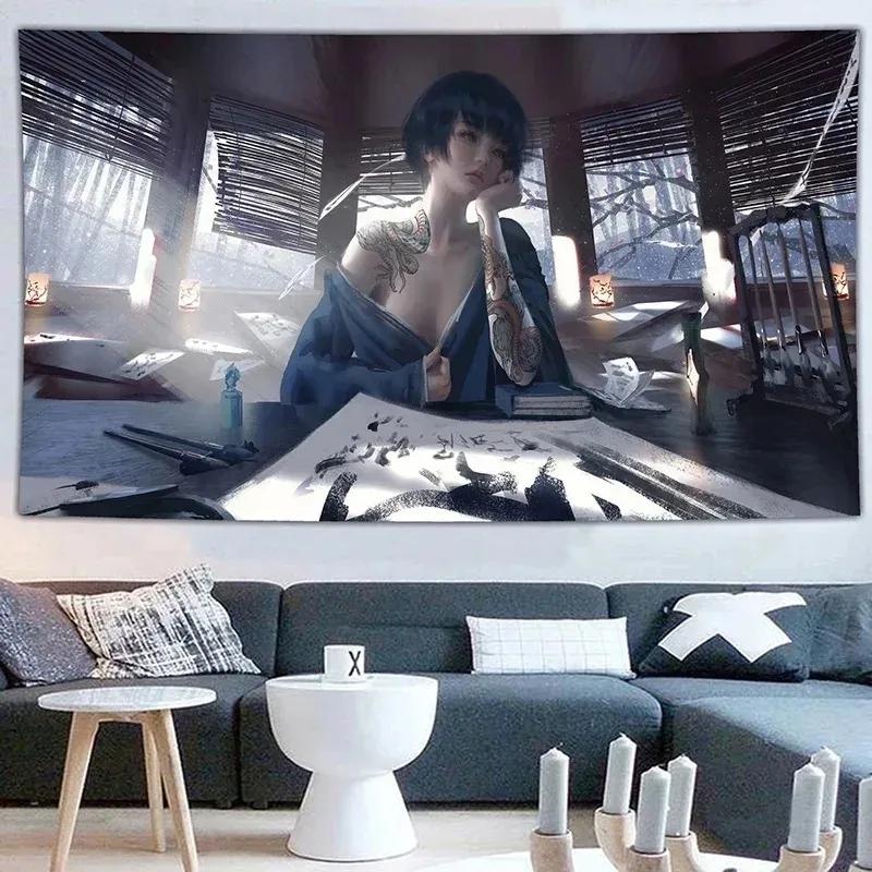 Сексуальная аниме красота гобелен офис гостиная гобелен украшение стены дома гобелен — фото 8