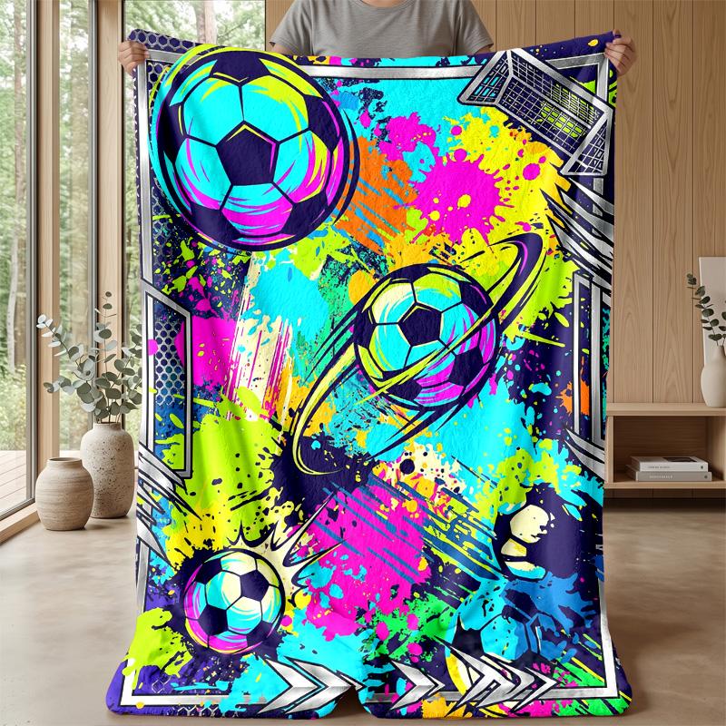 Soccer Ball Splash Art 7 Theme blanket Lightweight Warm Flannel Blanket Decorative Throw Blanket for Home Decoration
