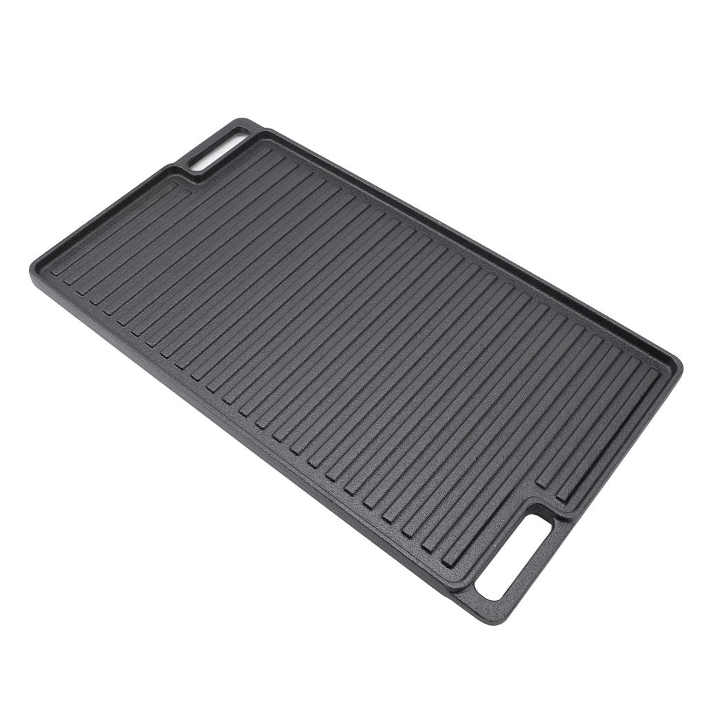 Pre Seasoned Cast Iron Reversible Rectangular Grill Griddle Non Stick Family Pan Cookware with Handles